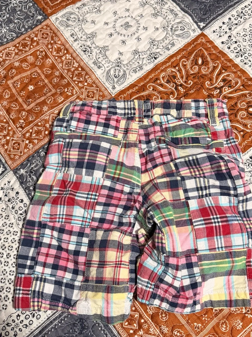 Old Navy Toddler Boys Size 4T Colorful Plaid Patchwork Shorts